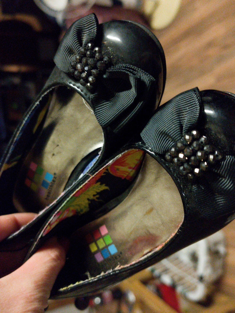 Girls Black Patent Bow Dress Shoes Size 7 Cute Flats